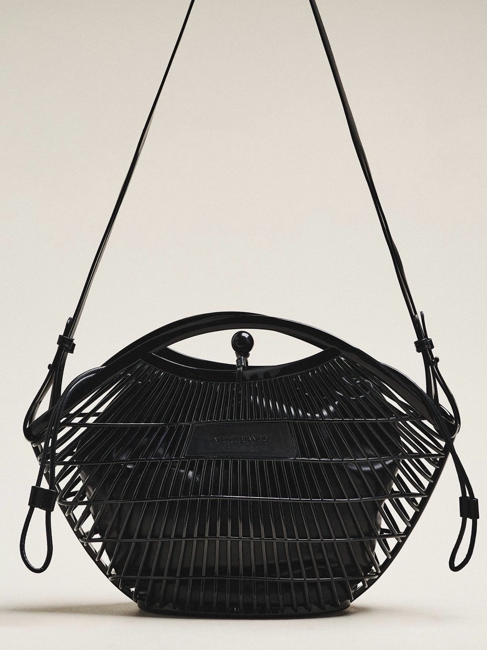 Melie Bianco Large Jelly Tote Bag Black NWT Sculptural Cage Purse